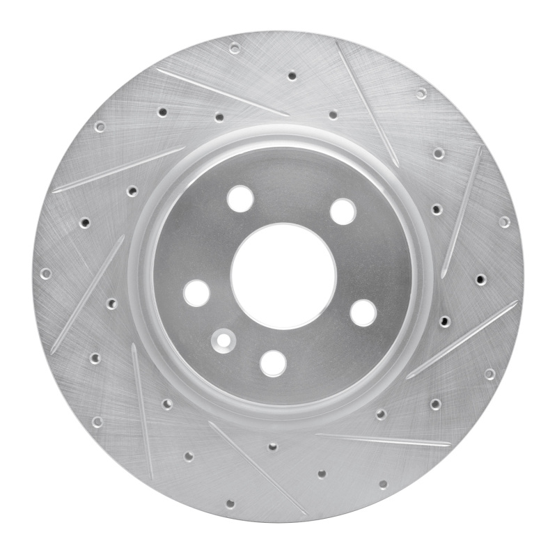Tesla Model X Brake Rotor (1) - Front Right - R1 Concepts - Drilled & Slotted - Silver - `12-`21